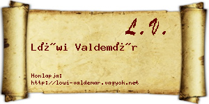 Löwi Valdemár névjegykártya